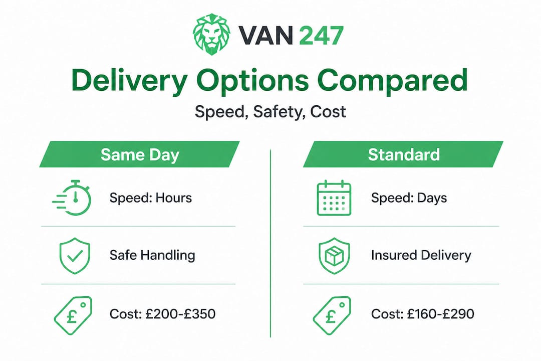 Infographic comparing piano delivery options