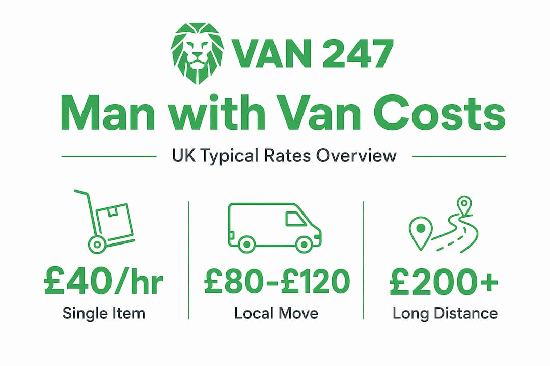 Infographic showing typical man with van UK rates