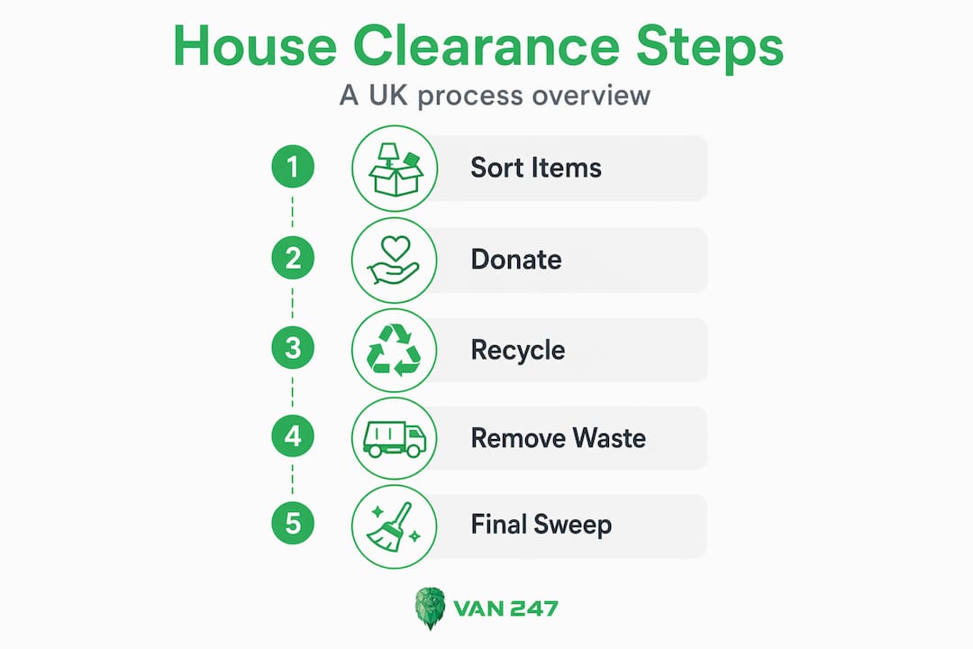 Infographic showing UK house clearance steps
