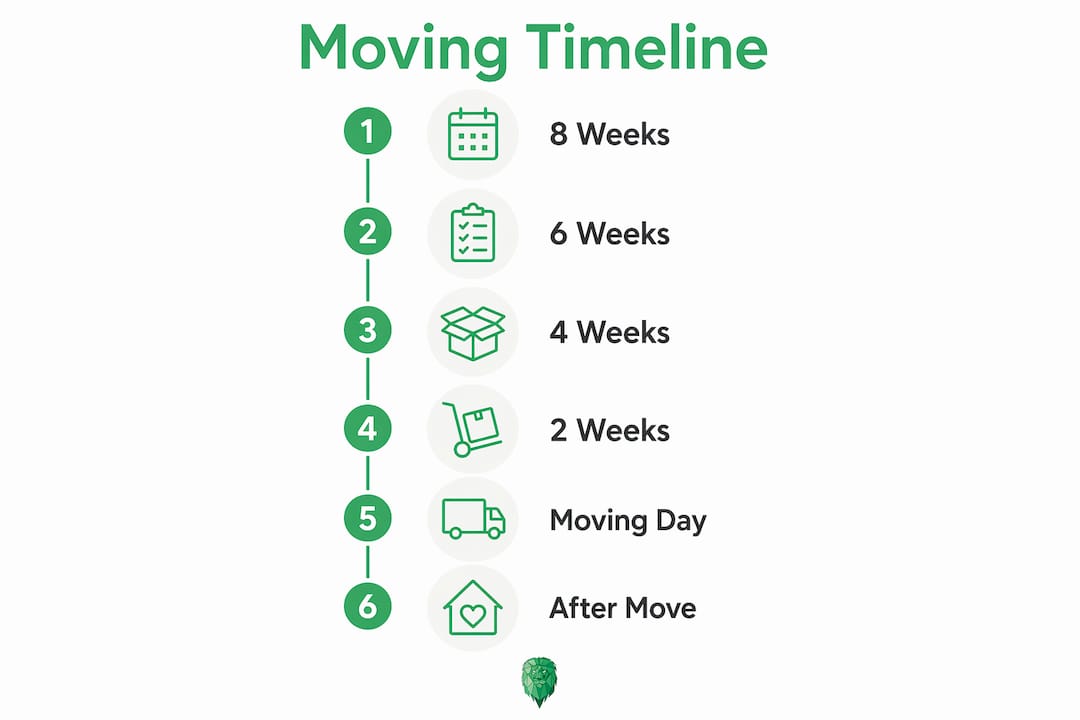 Infographic showing step-by-step moving timeline