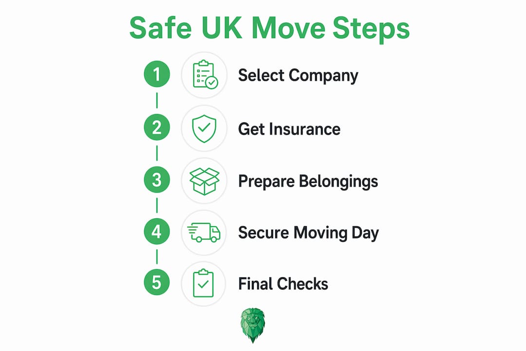 Infographic outlining safe UK moving steps