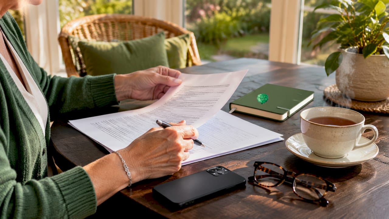Customer reviewing moving contract documents