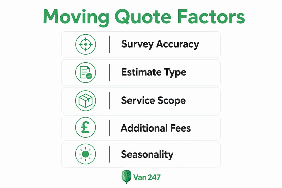 Infographic illustrating factors influencing moving quotes