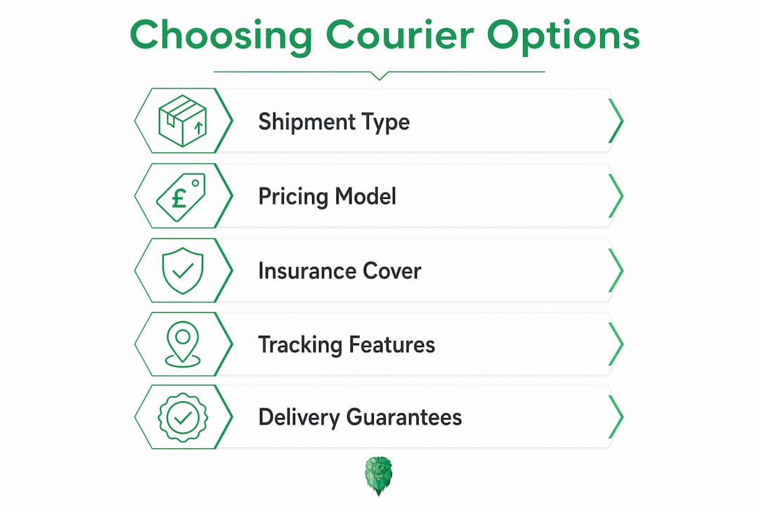 Infographic outlining courier pricing and insurance factors