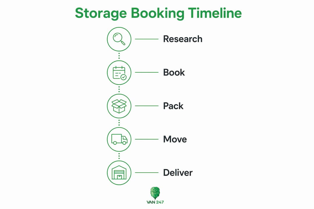 Infographic showing storage booking steps