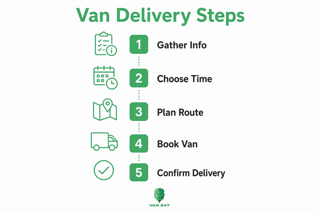 Infographic of van delivery scheduling steps