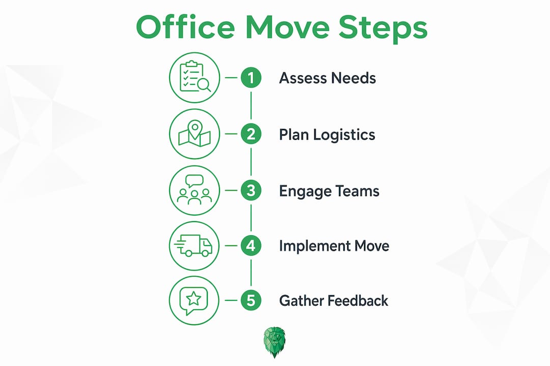 Infographic illustrating office move planning steps