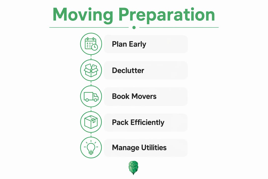 Infographic showing moving preparation steps