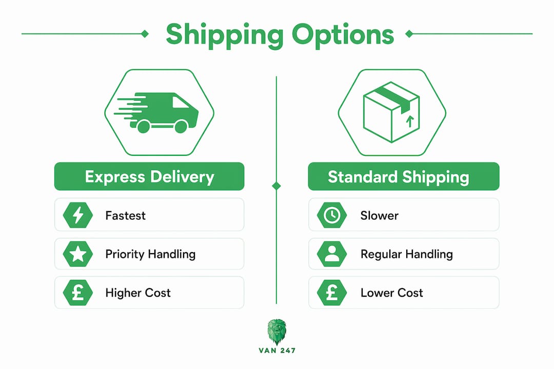 Comparison infographic of express and standard delivery