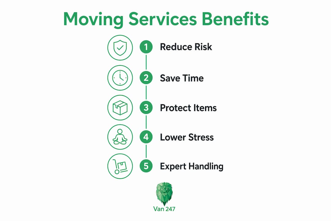 Infographic illustrating main benefits of value-added moving services