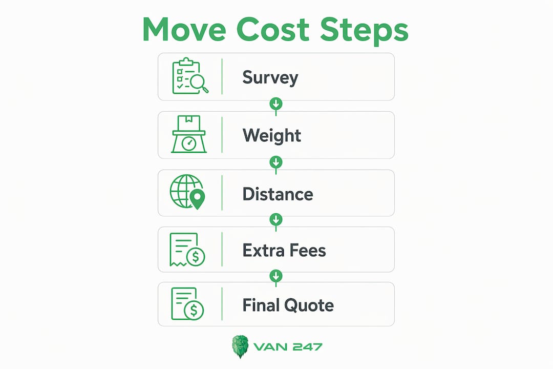 Infographic showing steps to estimate moving costs