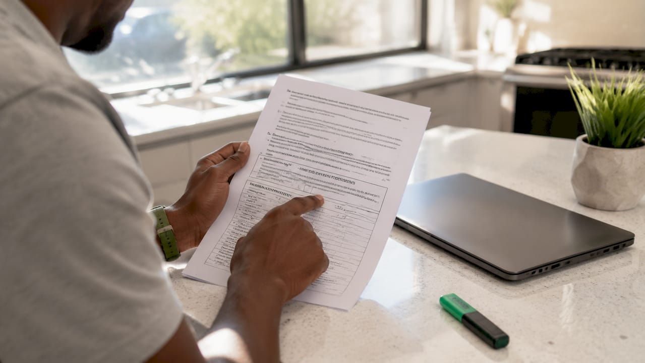 Hands pointing at moving insurance valuation form