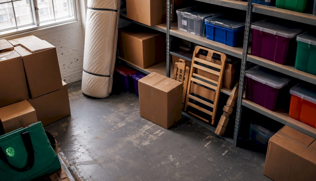 Interior of UK furniture storage unit