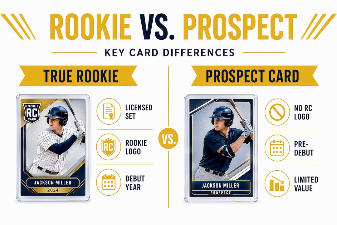 Infographic comparing true rookie and prospect cards