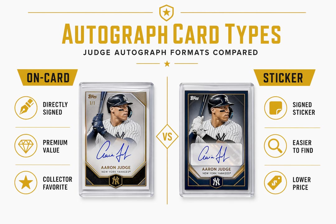 Infographic comparing Judge autograph card types