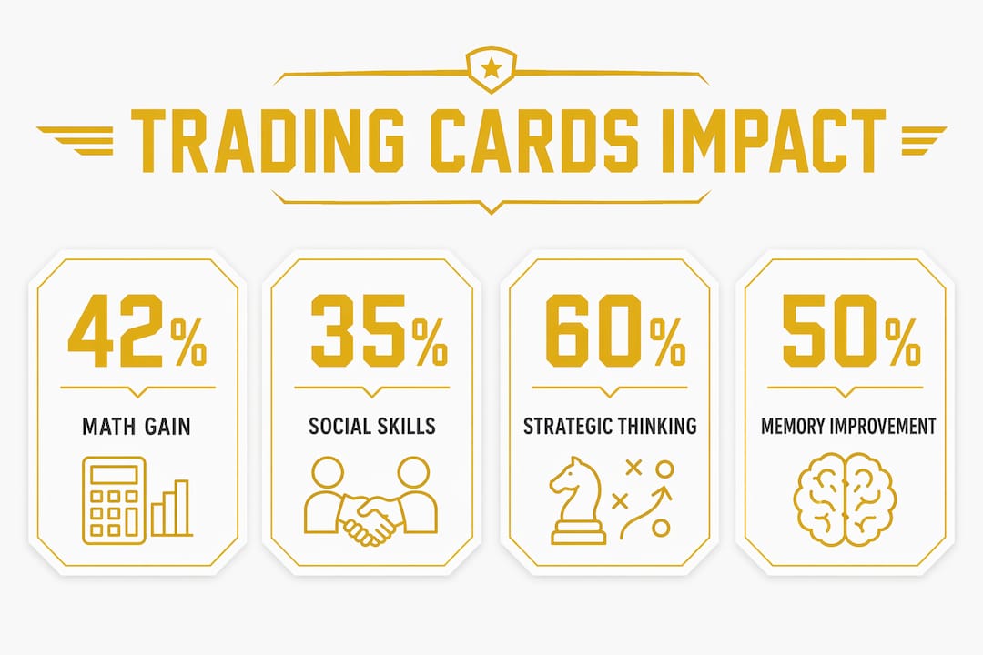 Infographic showing benefits of trading cards for kids