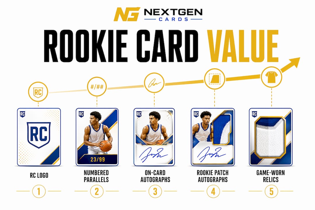 Infographic showing hierarchy of rookie card values