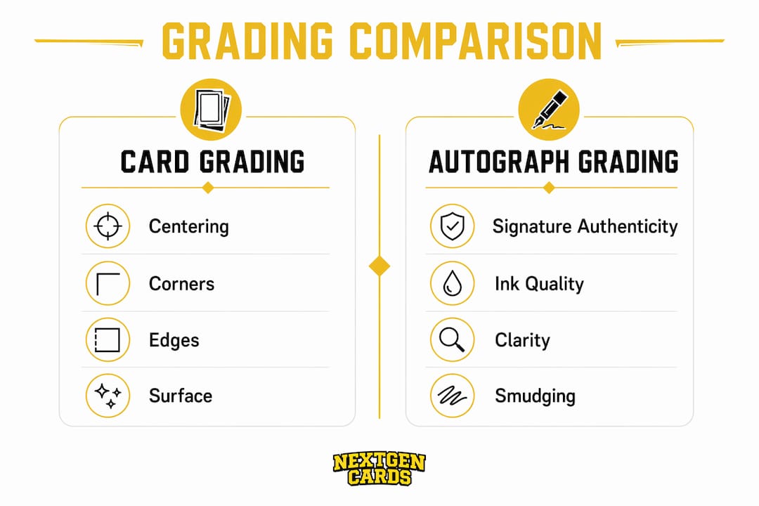 Infographic comparing autograph and card grading