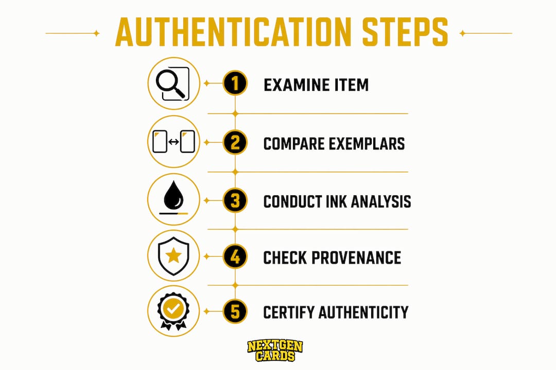 Infographic illustrating autograph authentication steps