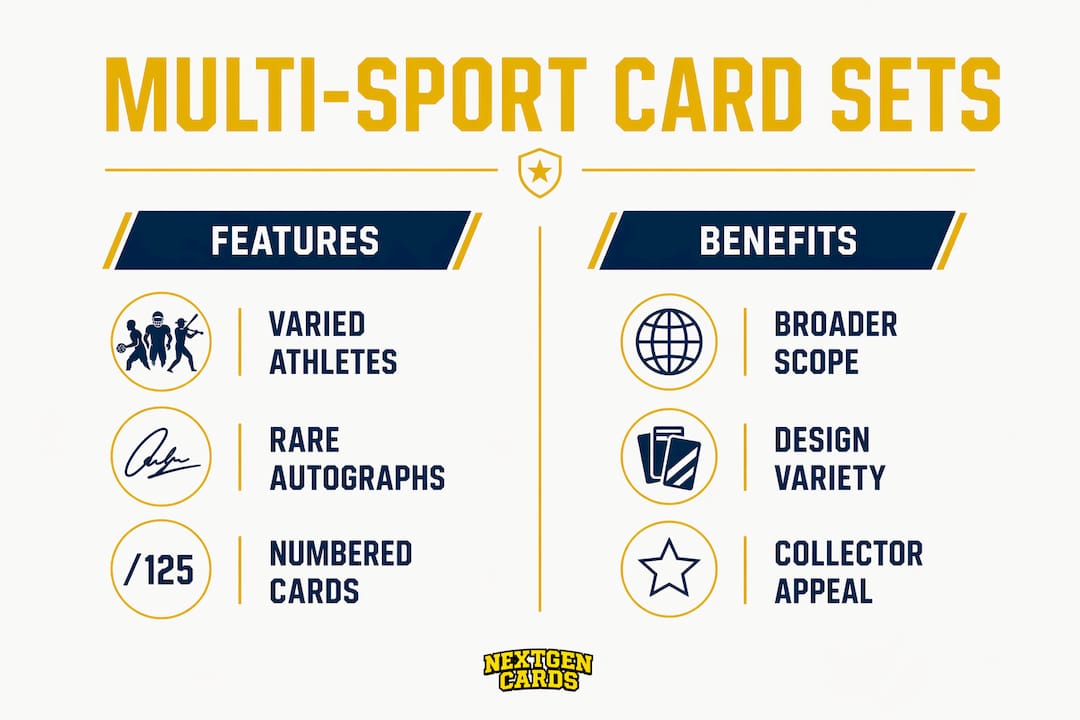 Infographic comparing features and benefits of multi-sport card sets
