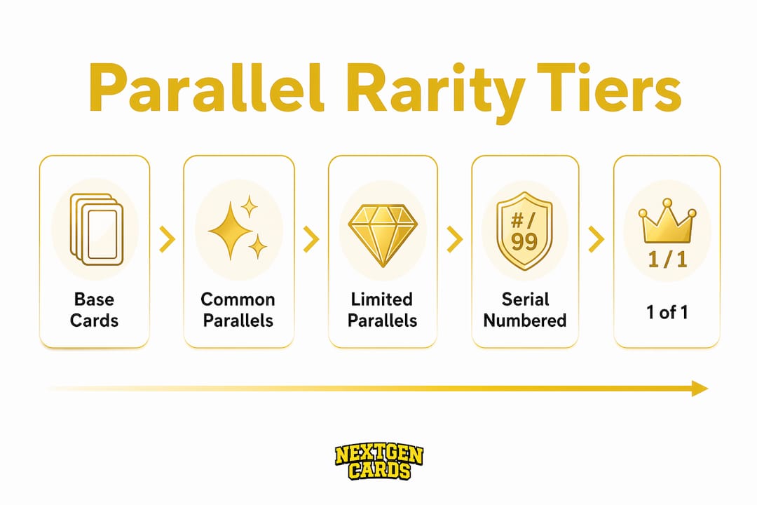 Infographic showing rarity tiers of trading card parallels