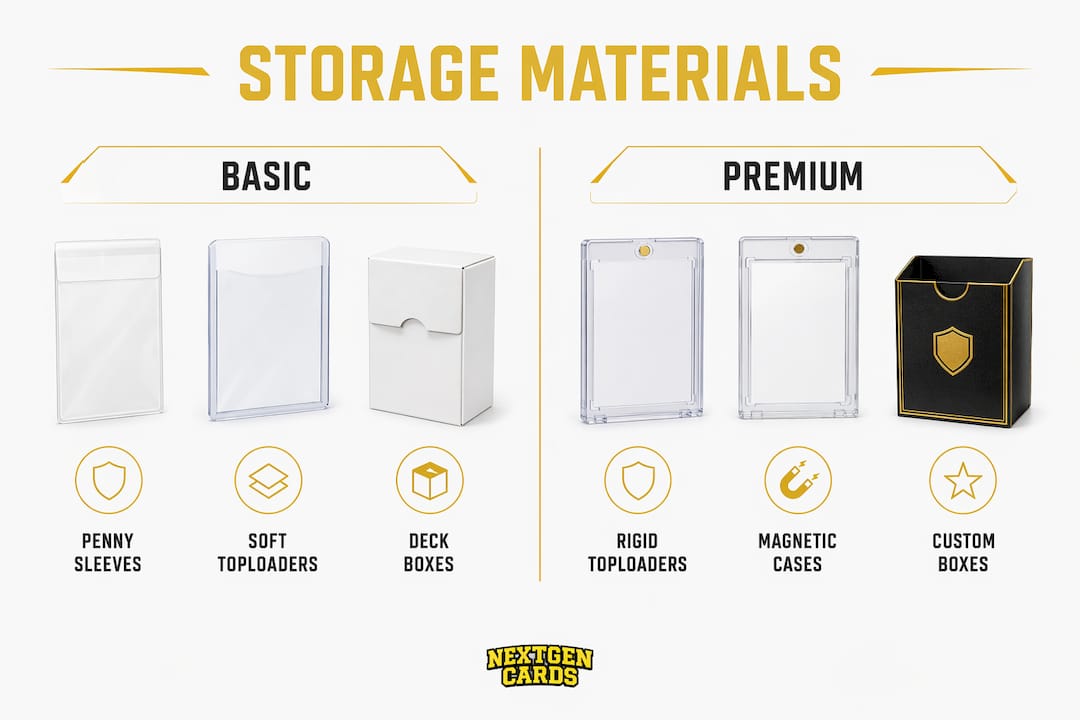 Infographic comparing card storage materials and protection