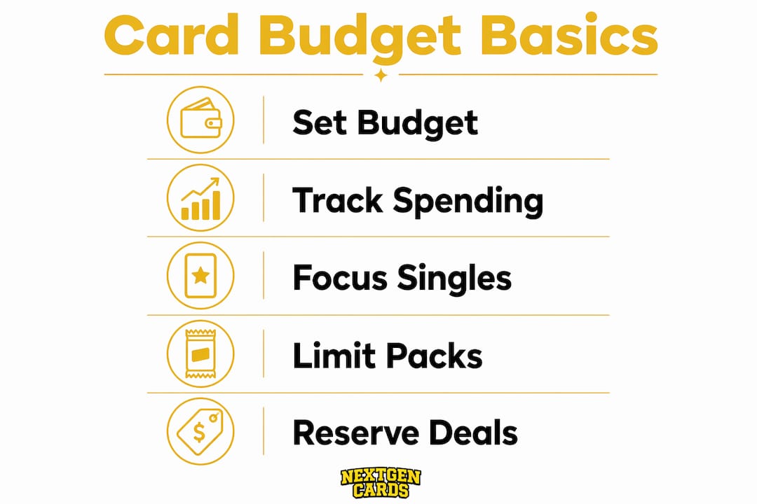 Infographic outlining five basic card collecting budget steps