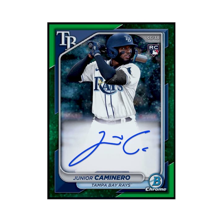 2024 Junior Caminero - Topps Bowman Chrome Green Signature Rookie RC Rare Redemption Card (Free Shipping)