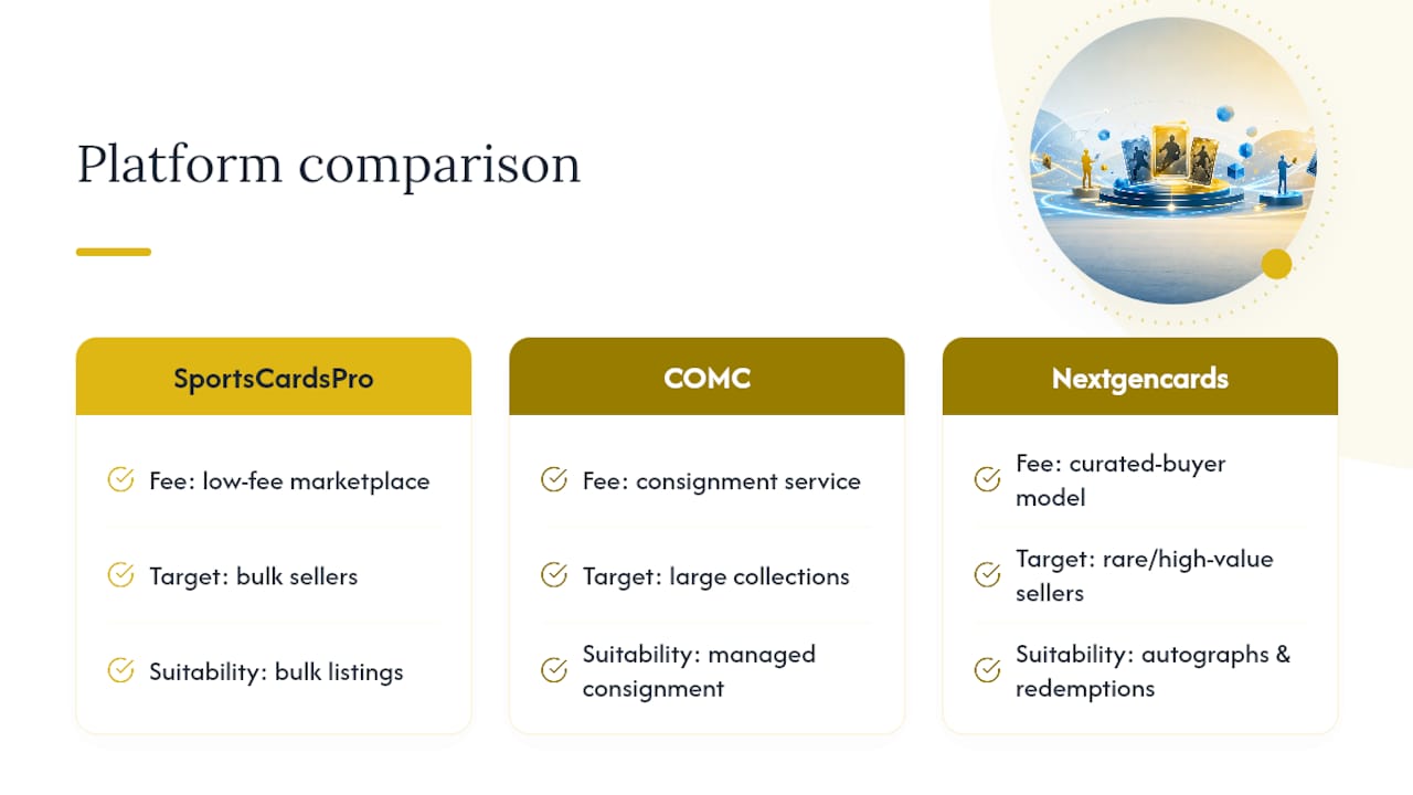 Comparison chart of card selling platforms