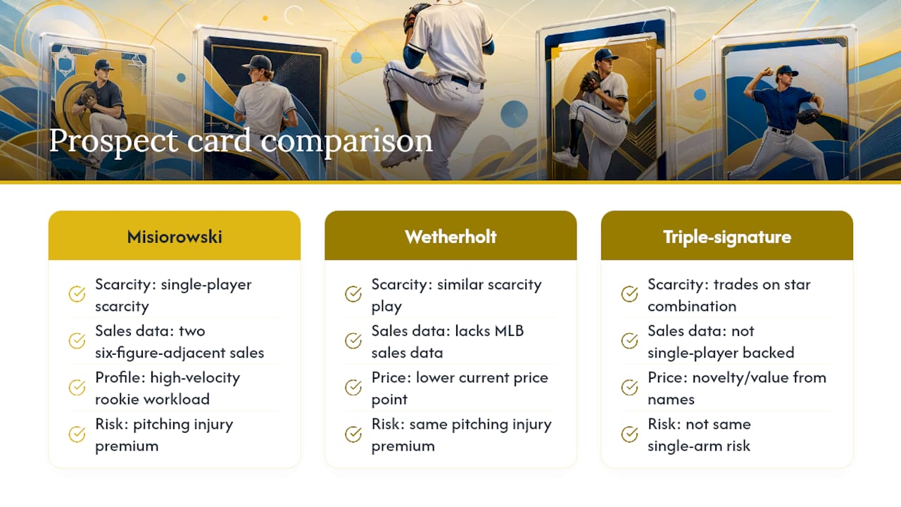 Comparison chart of 2026 pitching prospect rookie cards