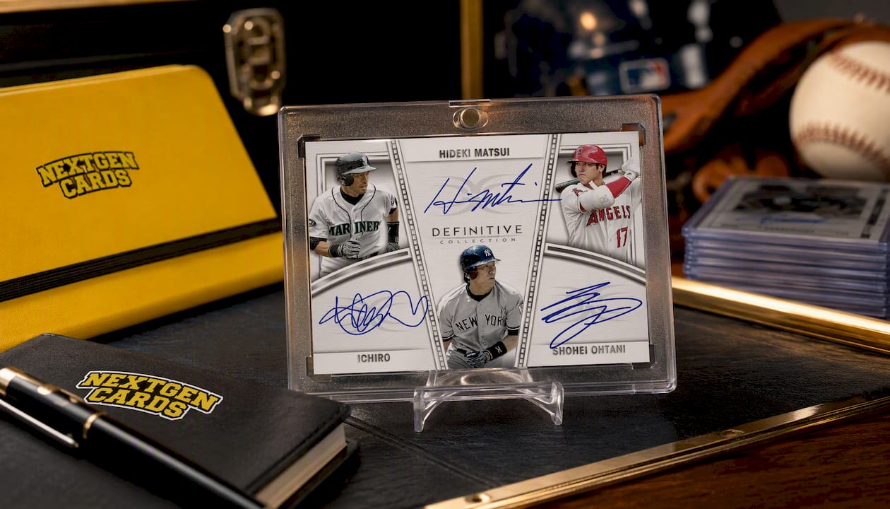 2023 Shohei Ohtani Ichiro & Hideki Matsui- Topps Definitive Triple Autograph Rare Redemption Card