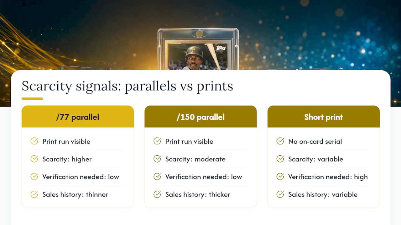 Comparison of numbered and short-print card scarcity