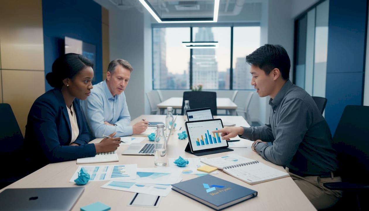 Team planning business strategy in meeting