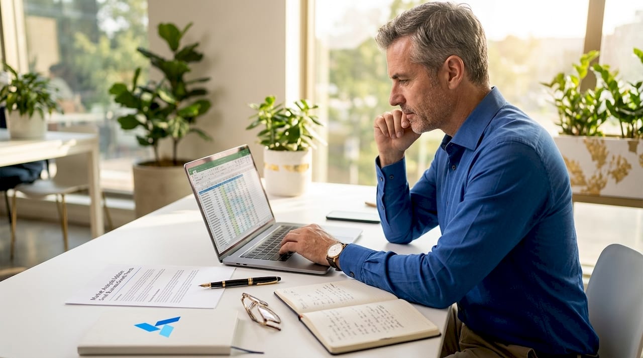 Businessman reviewing briefing documents