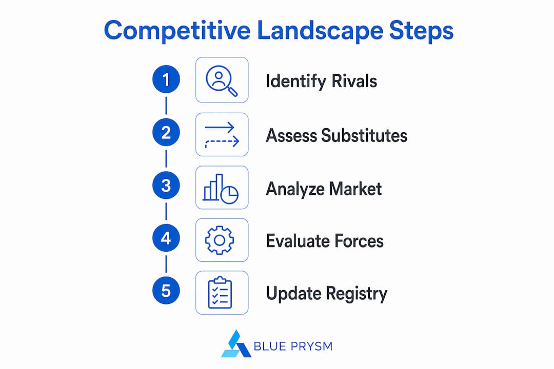 Infographic outlining competitive landscape steps