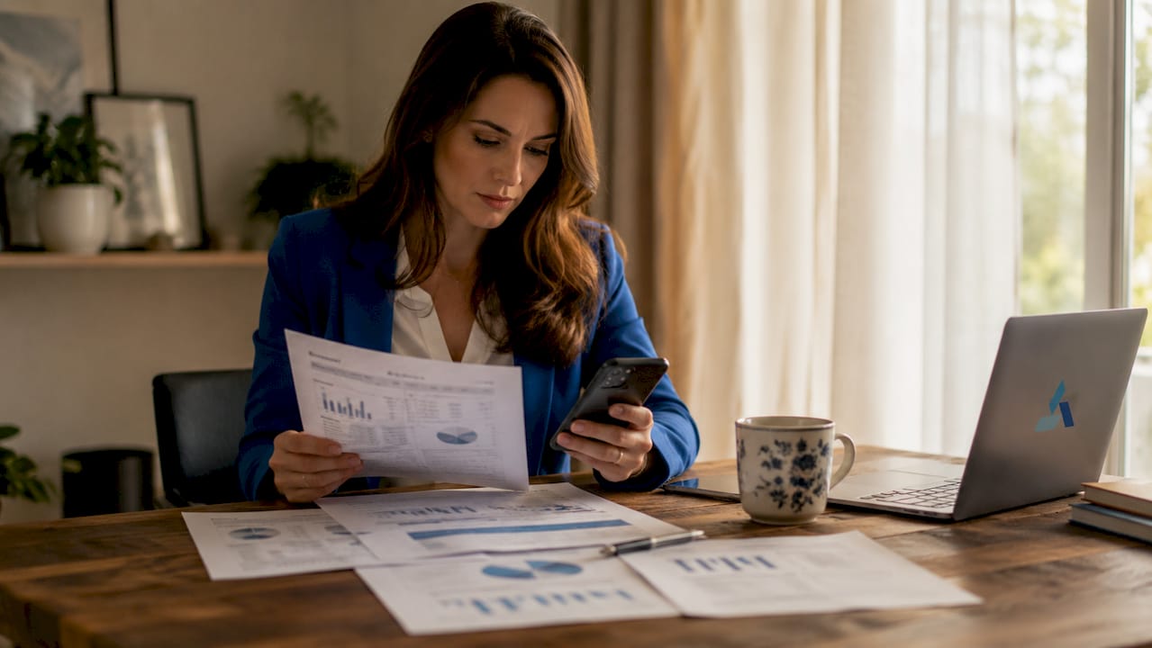 Hands using tablet for financial loss analysis