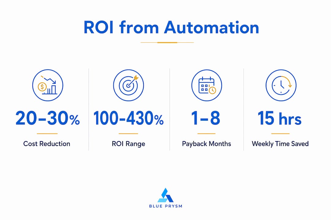 Infographic presenting key ROI metrics for strategic automation