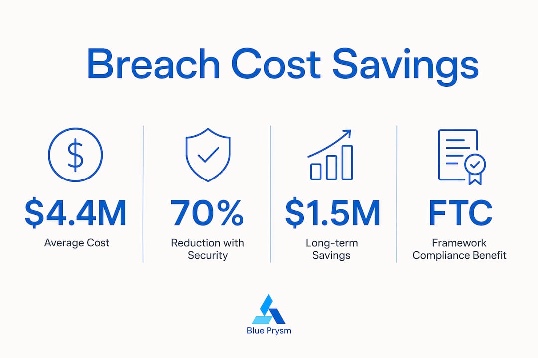 Infographic showing data security cost savings and statistics