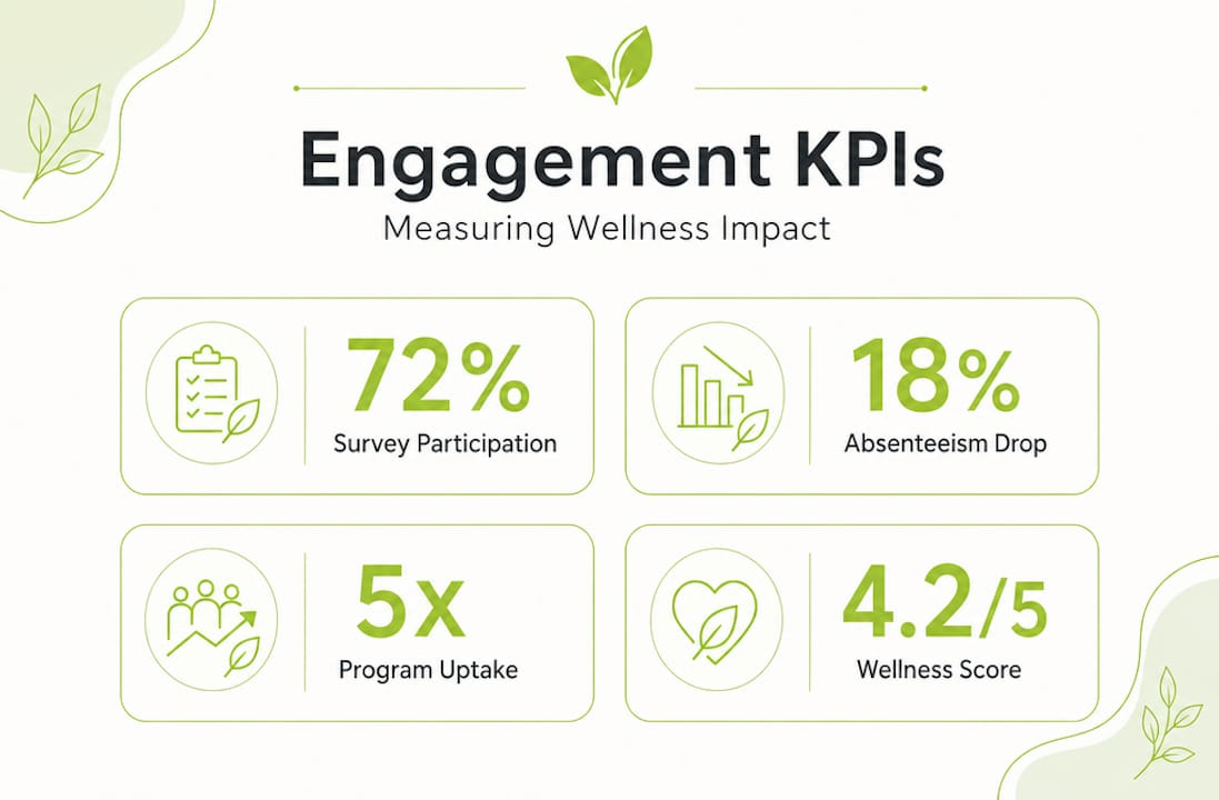 Infographic showing engagement KPIs for wellness