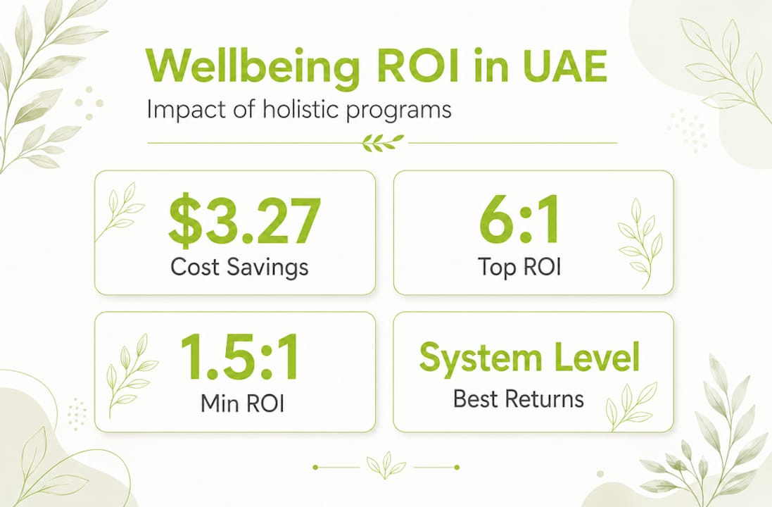 Infographic with employee wellbeing ROI stats