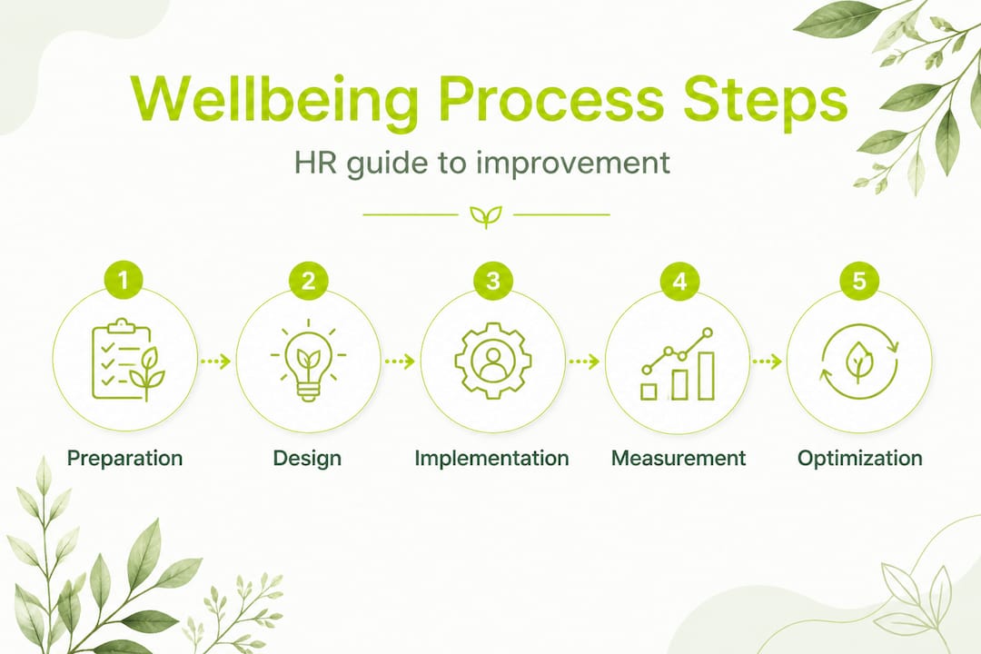 Infographic showing five steps to workplace wellbeing