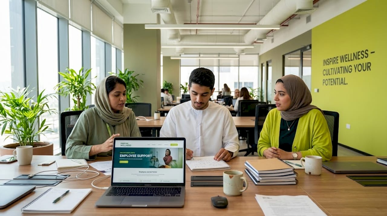 Multilingual coworkers using employee mental health portal