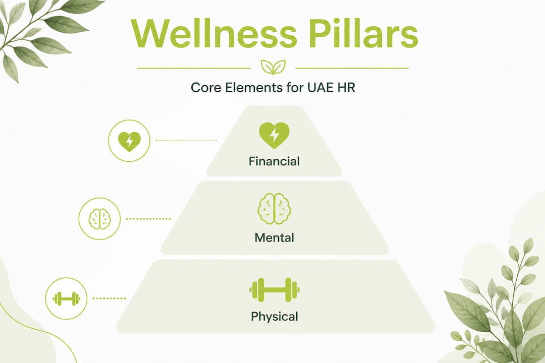 Hierarchy infographic of corporate wellness pillars