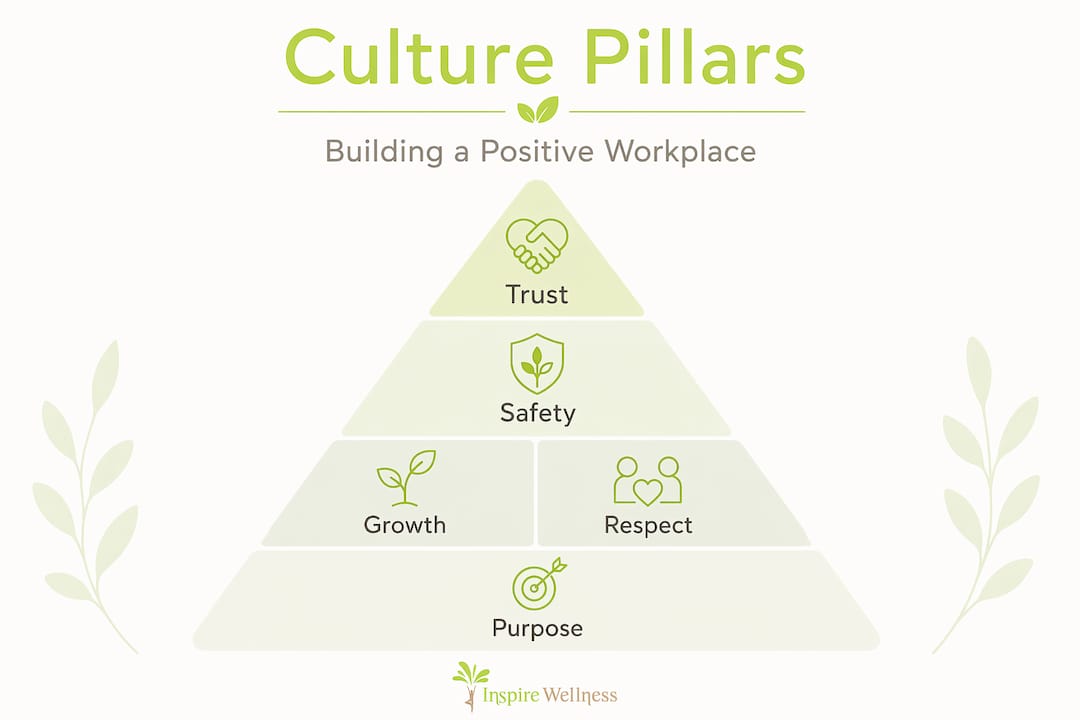 Hierarchy infographic of workplace culture pillars