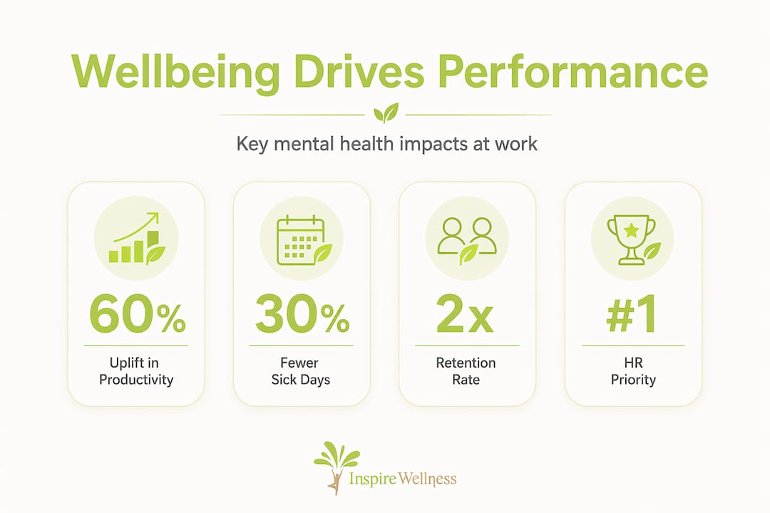 Infographic showing workplace mental health impact stats