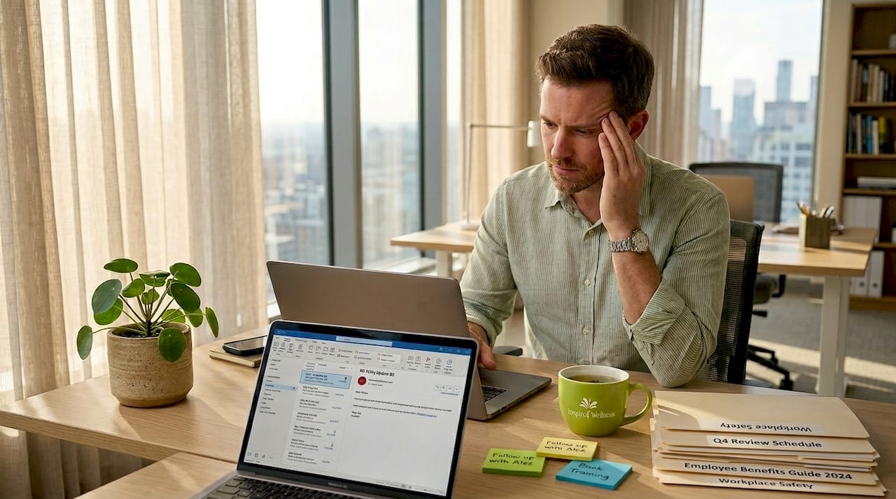 Office worker experiencing workplace stress
