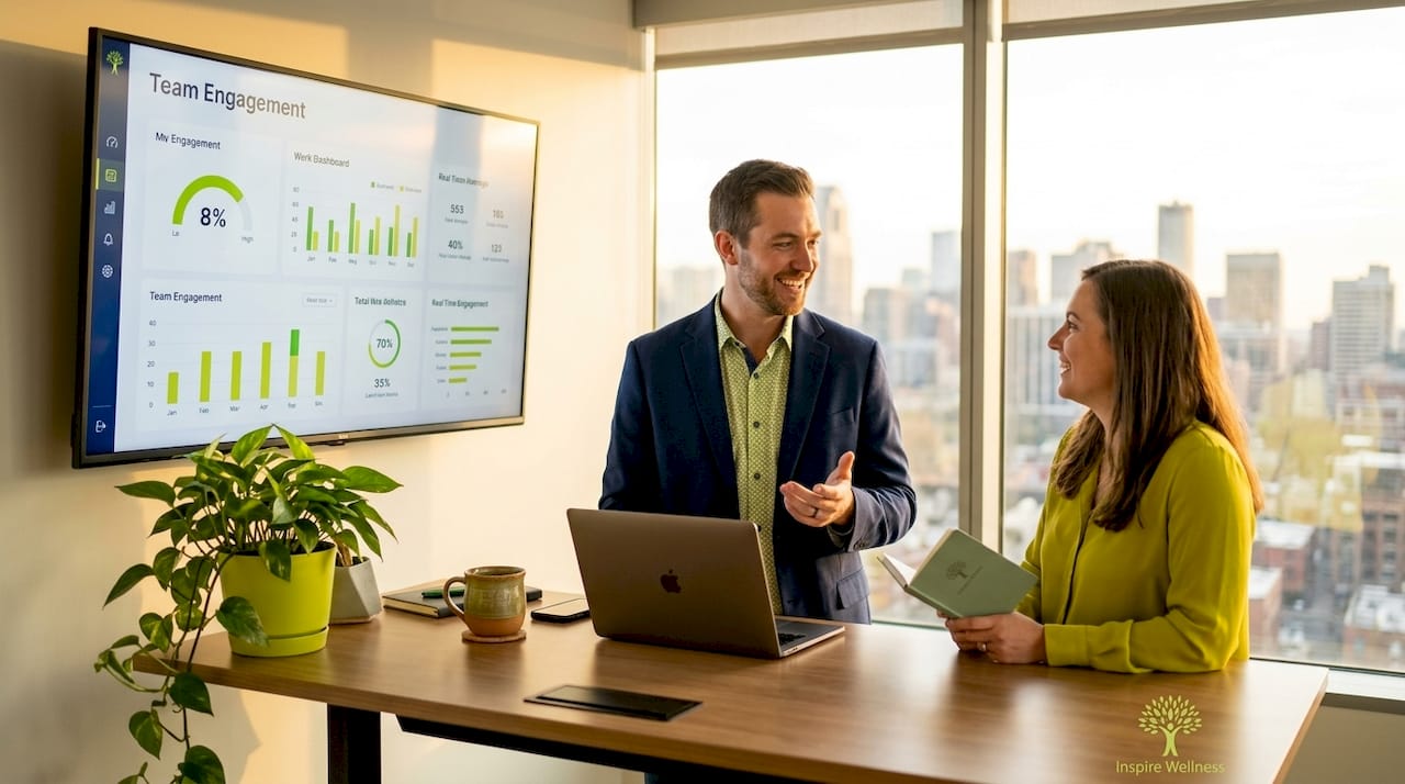 Team lead interacting in sunlit office