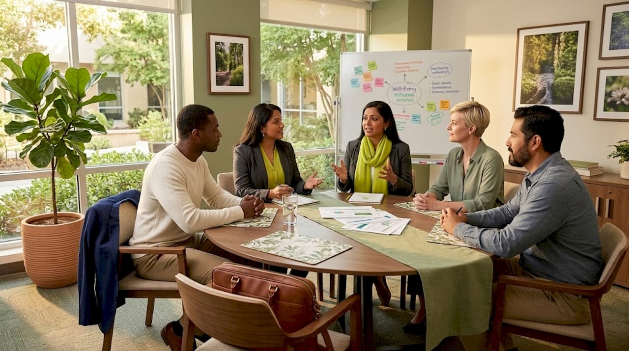 Team discussing psychological safety at work
