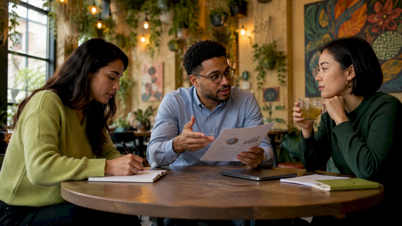 HR team discussing pulse survey results