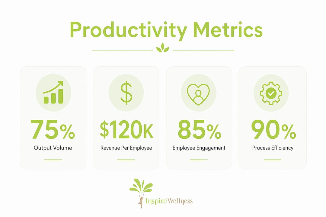 Infographic showing key workplace productivity metrics